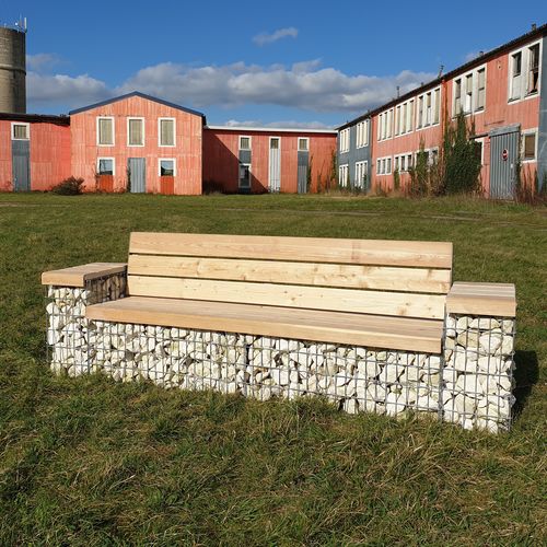石笼公共长椅 - LABB - ID GABION - L'AGENCE URBAINE - 现代风格 / 落叶松木 / 电镀钢
