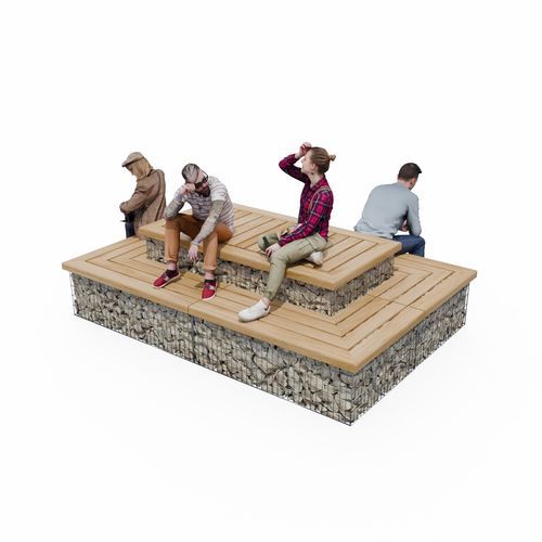 现代风格公共长椅 - PLATEFORME - ID GABION - L'AGENCE URBAINE - 电镀钢 / 钢 / 木质