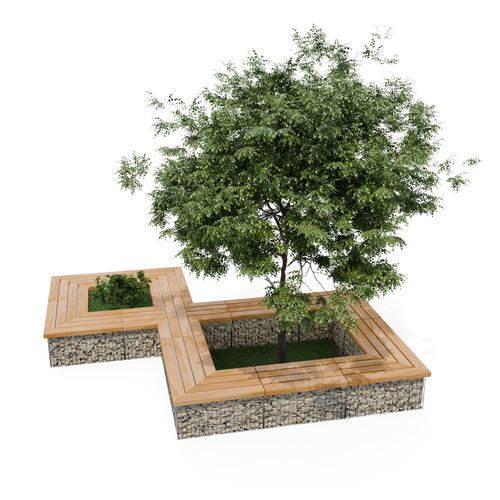 现代风格公共长椅 - GF482 - ID GABION - L'AGENCE URBAINE - 电镀钢 / 钢 / 木质