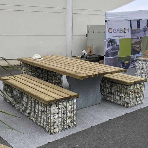 现代风格野餐桌 - MAGNUM - ID GABION - L'AGENCE URBAINE - 木质 / 石材 / 镀锌钢桌脚
