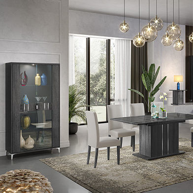 现代玻璃柜 - LUNA-DINING - Ben Company srl Industria Mobili - 壁挂 / 带脚 / 淬火玻璃