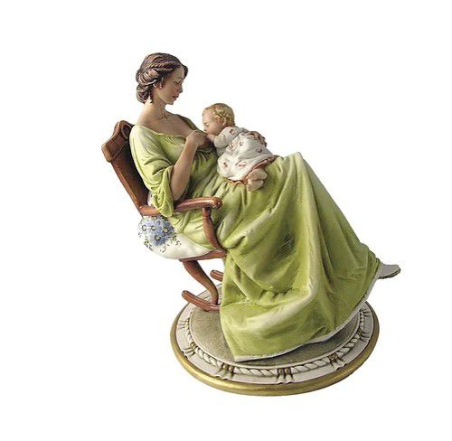 瓷质雕塑 - Mother on rocking chair - Porcellane Principe snc - 彩色 / 人物