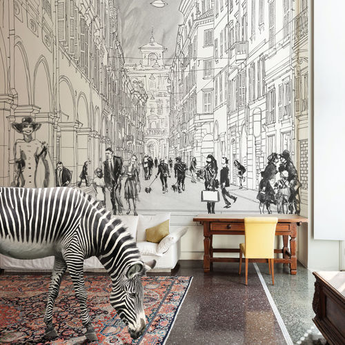 现代风格墙纸 - CITY OF LOVE - Tecnografica Italian Wallcoverings - 纤维素纤维 / 全景式 / 都市图案
