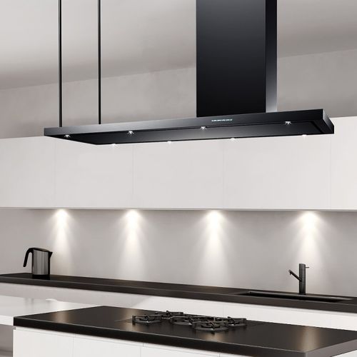 岛台吸油烟机 - LA-120-AREZZO-ISL-BLK - Luxair Cooker Hoods Kitchen Extractors - 专业 / 内置照明 / 黑色