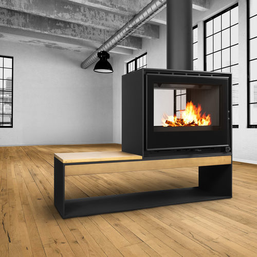 木材采暖炉 - DIAMANTINE 70 DF EcoDesign - BELLIDO Manufacturas Metálicas, S.L. - 12 kW / 猫脚 / 中央