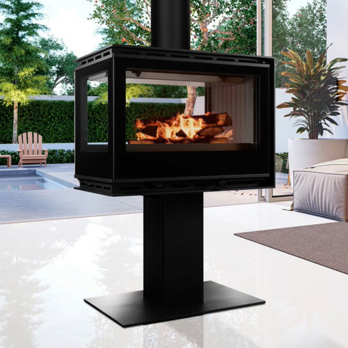 木材采暖炉 - DIAMANTINE 80 VISION LATERAL - BELLIDO Manufacturas Metálicas, S.L. - 10 kW...20 kW / 猫脚 / 3面