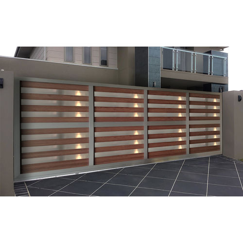 平开大门 - MODERN: M484 - Style Doors S.A. - 滑动式 / 阳极氧化铝 / 百叶窗式