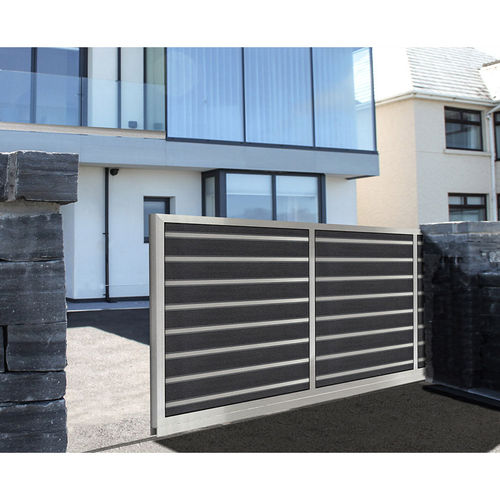 平开大门 - MODERN: M493 - Style Doors S.A. - 滑动式 / 阳极氧化铝 / 百叶窗式