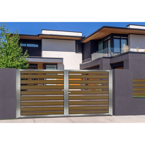 平开大门 - MODERN: M491 - Style Doors S.A. - 滑动式 / 阳极氧化铝 / 百叶窗式