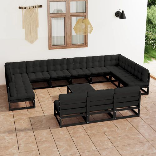 现代风格花园客厅家具 - vidaXL 14-tlg: 3077253 - desayo - 松木 / 实木 / 布料
