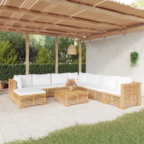 现代风格花园客厅家具 - vidaXL 9-tlg : 3100889 - desayo - 实木 / 柚木 / 布料