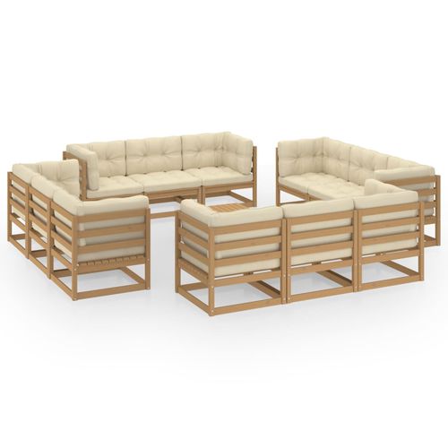 现代风格花园客厅家具 - vidaXL 13-tlg : 3076347 - desayo - 松木 / 实木 / 布料