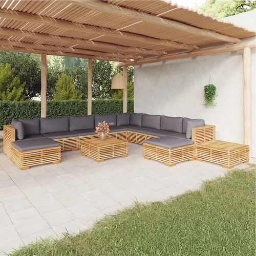 现代风格花园客厅家具 - vidaXL 12-tlg : 3100888 - desayo - 实木 / 柚木 / 布料