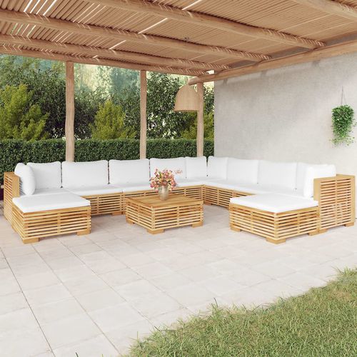 现代风格花园客厅家具 - vidaXL 11-tlg : 3100883 - desayo - 实木 / 柚木 / 布料