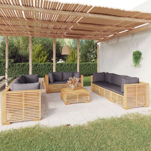 现代风格花园客厅家具 - vidaXL 9-tlg : 3100874 - desayo - 实木 / 柚木 / 布料