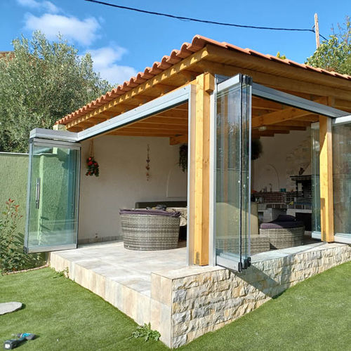 无轨折叠玻璃面板车库门 - IN AGIOS STEFANOS - Atrio Glass Doors - 水晶 / 双层玻璃 / 双叶