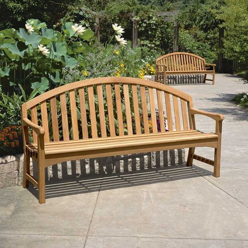 传统风格公共长椅 - BRITTANY : 6304 - COUNTRY CASUAL TEAK - 柚木 / 带椅背 / 带扶手
