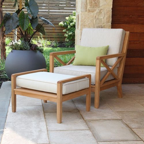 现代风格扶手椅 - APEX : 5075 - COUNTRY CASUAL TEAK - 布料 / 柚木 / 带脚凳