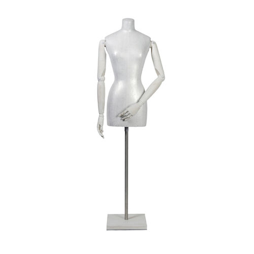 女半身模特 - B306 ANTIQUE WHITE WITH WOOD STAINED ARMS - STOCKMAN - 复古风格 / 木质 / 无头