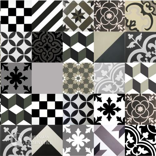 拼接式水泥花砖 - BLACK WHITE - Vietnam cement tile corp - 室内 / 地面 / 墙面