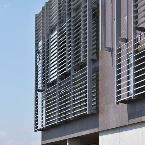 铝制建筑遮阳板 - F97 - Soltec - 钢 / 用于外墙 / 用于窗