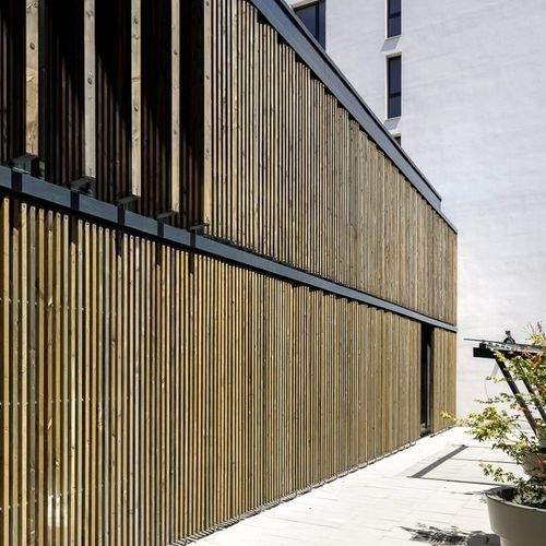 金属建筑遮阳板 - XL 500 - Soltec - 木质 / 陶瓷 / 用于外墙