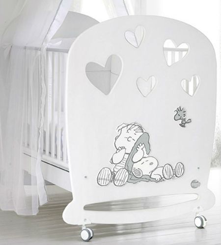 现代风格婴儿床 - WHITE LINUS COT - Baby Expert - 滑轮 / 木质