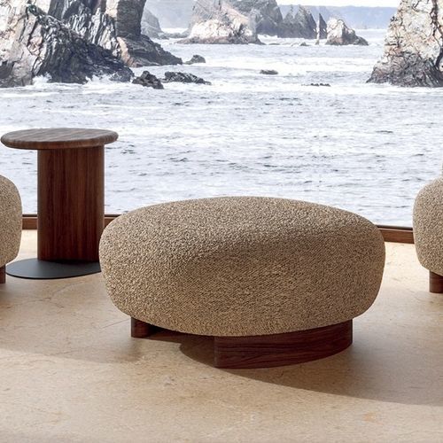 现代风格坐墩 - Pebble big - Nature Design - 布料 / 栎木 / 椭圆