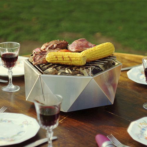 燃木花园火盆 - CURONIAN - CURONIAN - 炭 / 不锈钢 / 带有 BBQ 烧烤架
