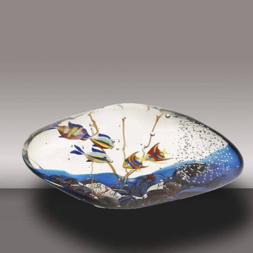 吹制玻璃雕塑 - MEDIUM ACQUARIUM (5 FISHES) - Alberto Dona - 独立式 / 商用 / 蓝色