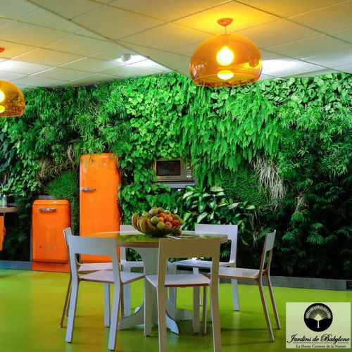 稳定绿植墙 - CHARMING CAFETERIA OF UBISOFT - Jardins de Babylone - 模块化板 / 天然 / 室内