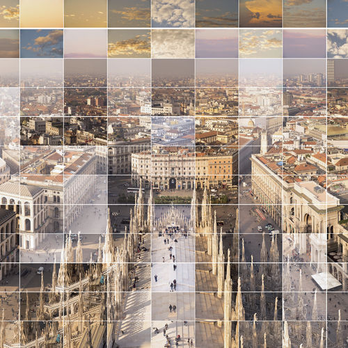 混合型装饰画 - MILAN LANDSCAPE | PICTURES COLLAGE ART DUOMO - San Polo Art Gallery | Contemporary Art & Design i - 纸上 / 横版 / 美术馆