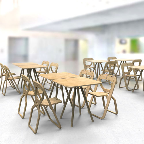现代风格酒吧小圆桌 - Natural - INFINE DESIGN OBJET - 木质 / 木桌脚 / 正方形