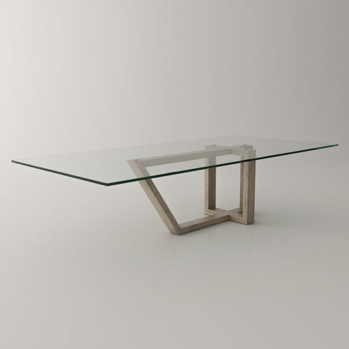 现代风格餐桌 - EVO - Roig - art & design - - 淬火玻璃 / 大理石底座桌脚 / 长方形