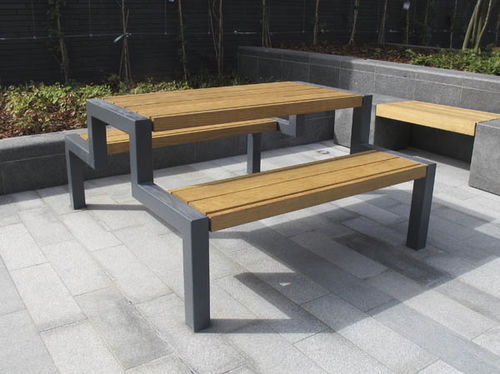现代风格野餐桌 - THETFORD  - Furnitubes - 绿柄桑木 / 电镀钢 / 长方形