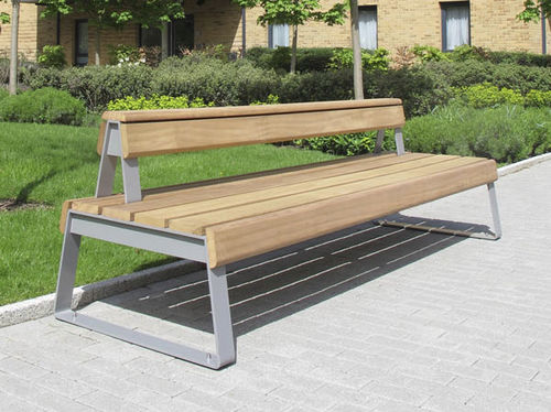 现代风格公共长椅 - RIBBON XL SEAT - Furnitubes - 绿柄桑木 / 钢 / 带椅背