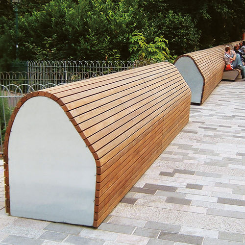 现代风格公共长椅 - PAVILION PERCH - Woodscape. - 木质 / 电镀钢 / 不锈钢