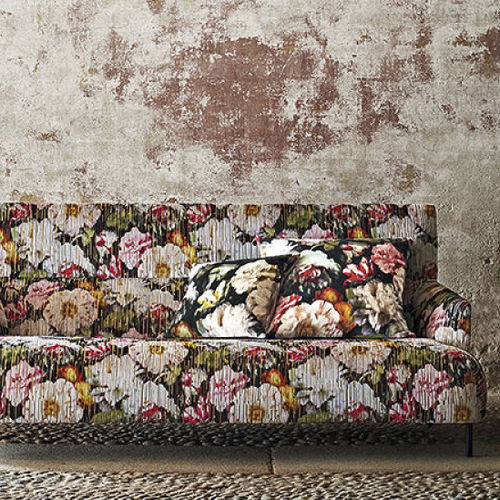 室内装饰面料 - KALEIDO : HERBARIA JACQUARD - BLACK EDITION - 花朵图案 / 聚酯 / 粘胶