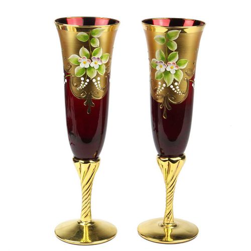 吹制玻璃香槟杯 - TREFUOCHI : YOU&ME - Original Murano Glass s.n.c. - 穆拉诺玻璃 / 金质