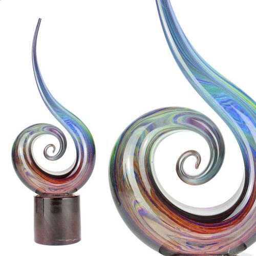 穆拉诺玻璃雕塑 - ABSTRACT : LOVE WAVE - Original Murano Glass s.n.c. - 银制