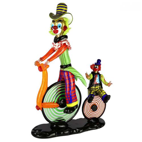 穆拉诺玻璃雕塑 - CLOWNS : ON BICYCLE  - Original Murano Glass s.n.c. - 金质