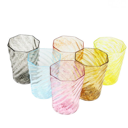 红酒玻璃杯 - OCTAGONAL AND TWISTED - Original Murano Glass s.n.c. - 鸡尾酒 / 吹制玻璃 / 穆拉诺玻璃