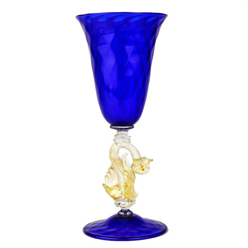 高脚玻璃杯 - VENETIAN SWAN - Original Murano Glass s.n.c. - 吹制玻璃 / 穆拉诺玻璃