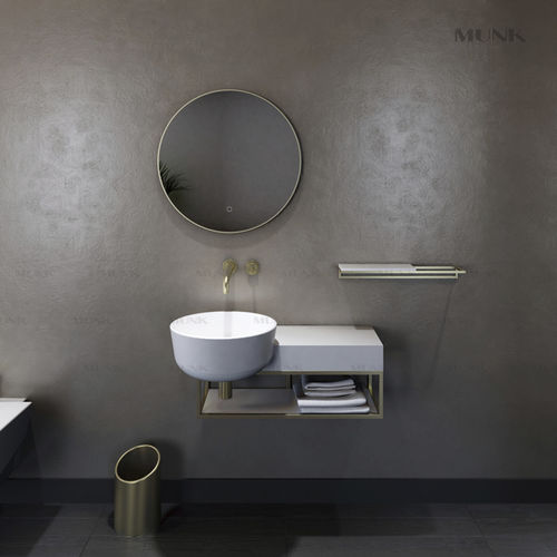 悬挂式台盆 - P128W1+S107W1 - Munk Building Materials Co., Ltd. - 丙烯塑料 / 坚硬表面 / 带台面