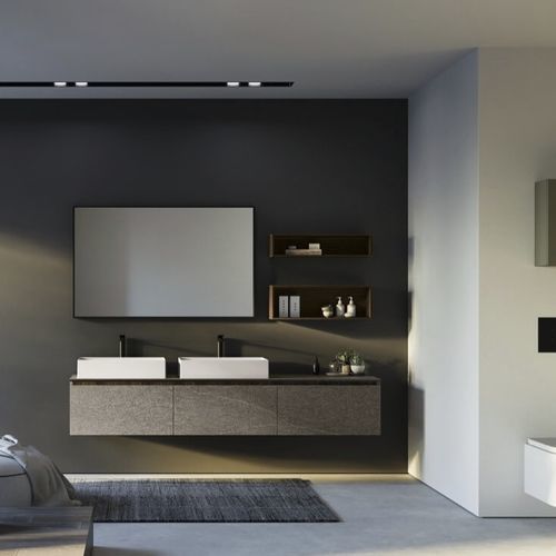 双台盆柜 - COMP.02 - PUNTOTRE - 壁挂式 / 层压板 / 现代风格