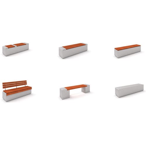 现代风格公共长椅 - URBAN FURNITURE : TOPAZO - Inter System - 木质 / 混凝土 / 带椅背