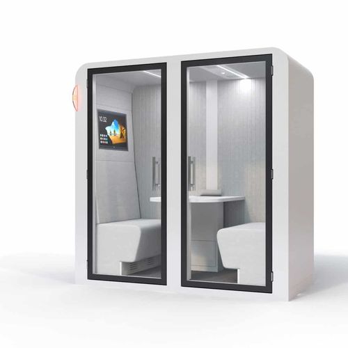 声学办公桌POD - DUO KHARA - SBS - 人体工学 / 带LED照明设备 / 玻璃