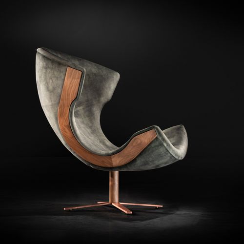 现代风格壁炉椅 - NAUTILUS - Ziemann Home Design - 美国胡桃木 / 含铜钢 / 灰色