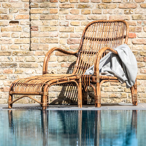 现代风格扶手椅 - RATTAN LOUNGE CHAIR AND FOOTREST - Defleure Home Collection - 藤编 / 带脚凳 / 椅垫可拆除