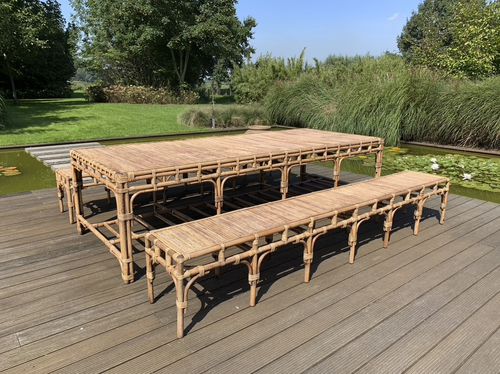 现代风格桌凳组合套装 - RATTAN TABLE AND BENCH 300 - Defleure Home Collection - 藤编 / 户外 / 室内